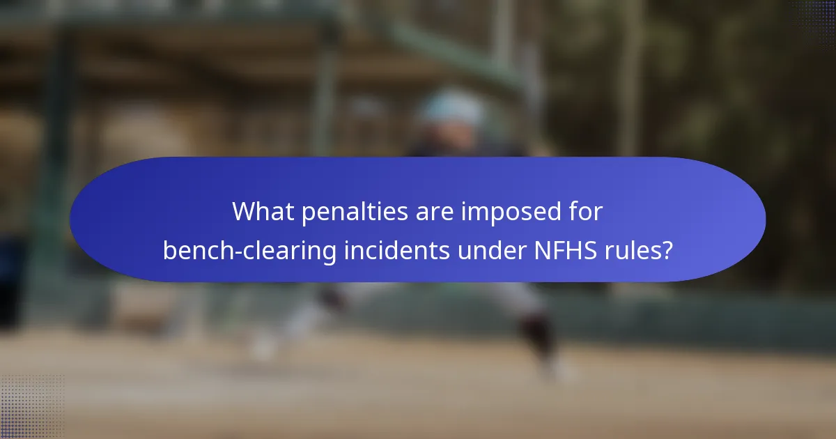 What penalties are imposed for bench-clearing incidents under NFHS rules?